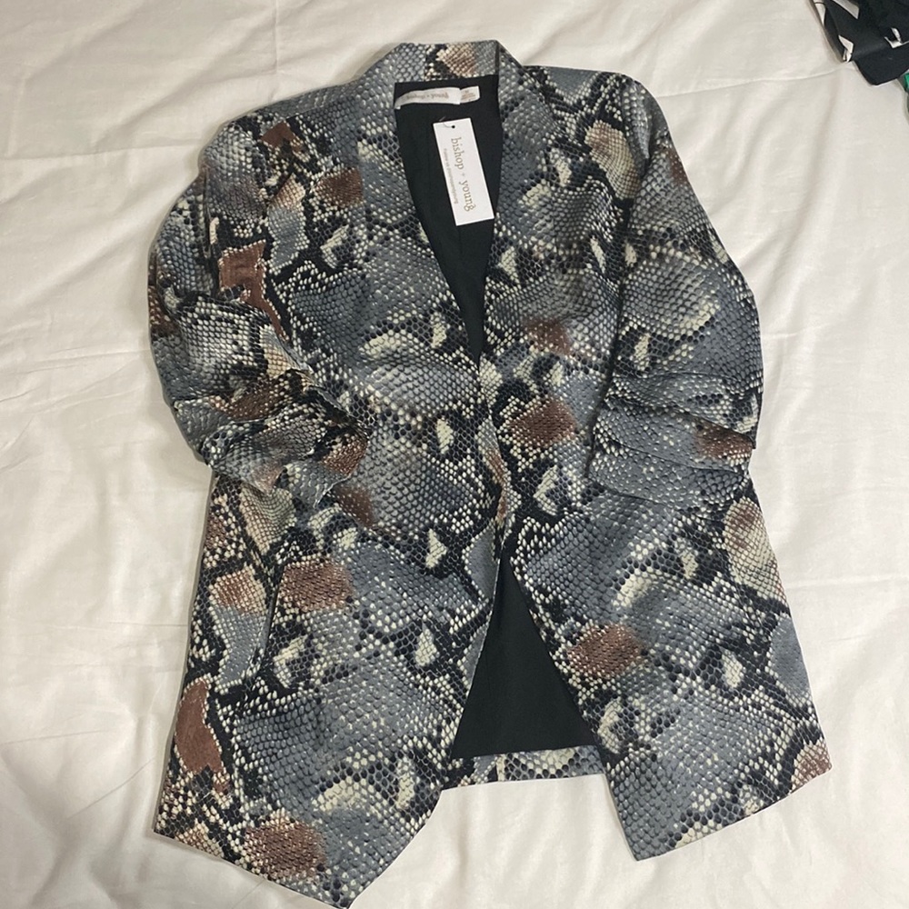 Bishop + young python printed satin ironic blazer